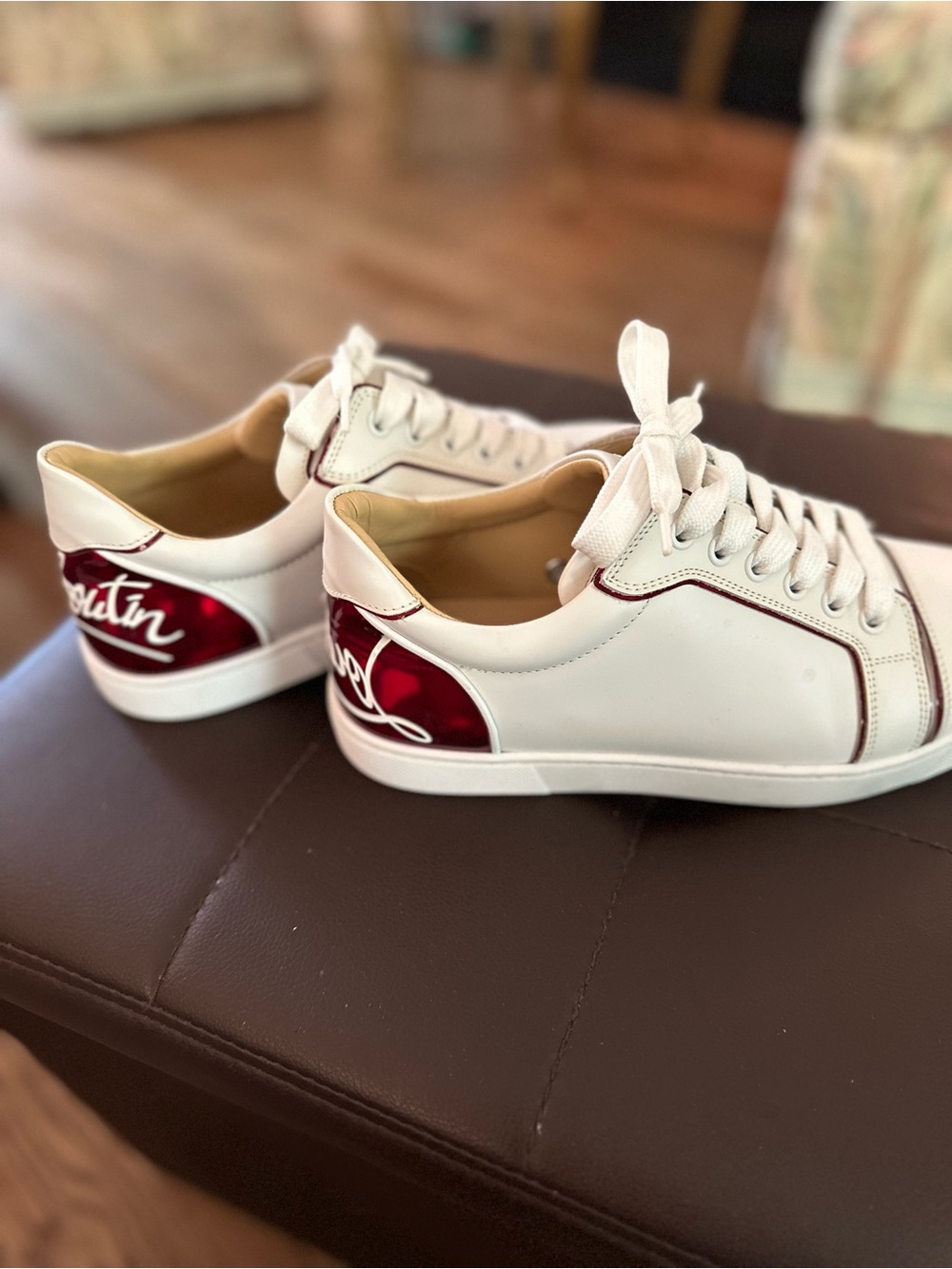 Christian Louboutin Ladies White Leather Sneakers - Picture 6 of 9
